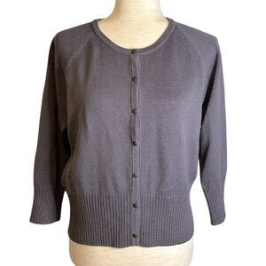 St. John Sport Purple Knit Wool Rayon Button Up Cardigan Sweater Large‎ Mexico